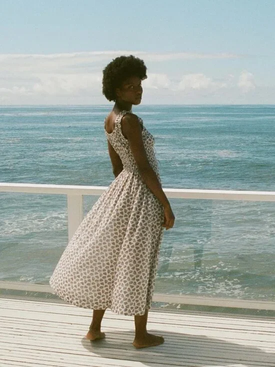 Dôen RARE Emmaretta Dress in Sea Salt Bedford Paisley Size M - Picture 4 of 9